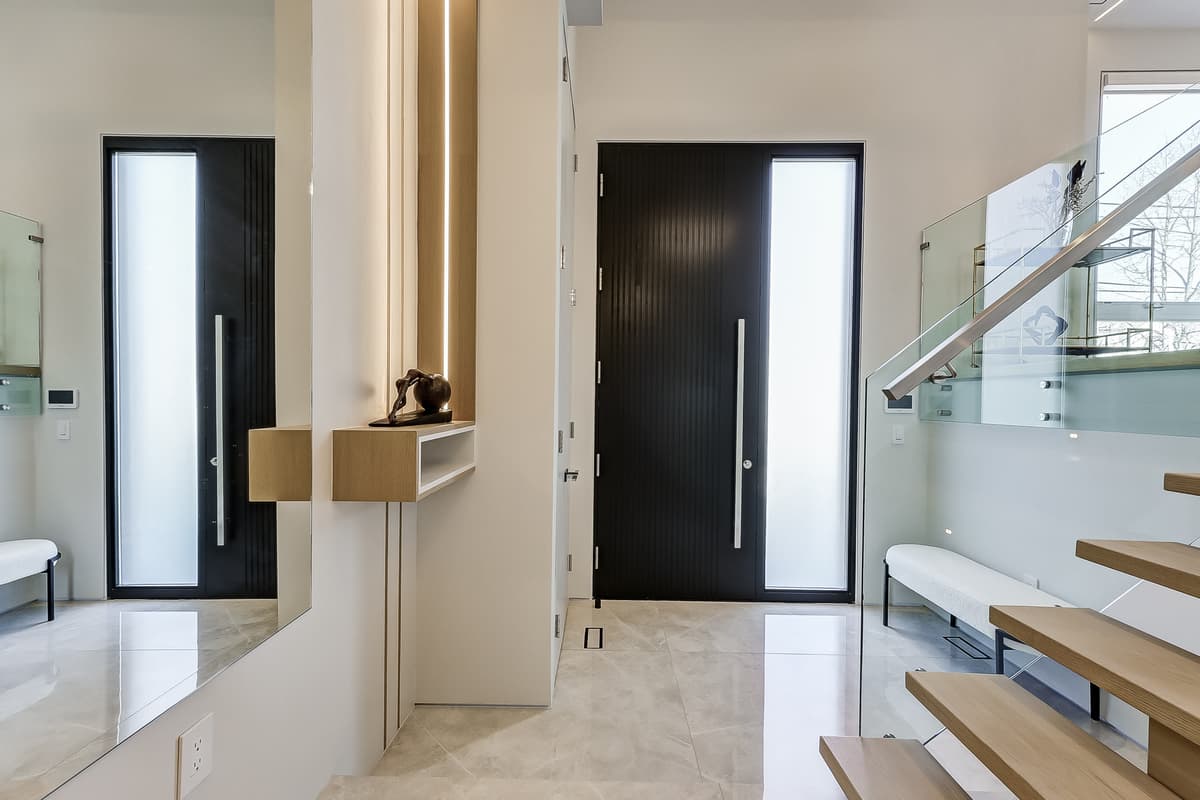 Custom staircase with glass railings