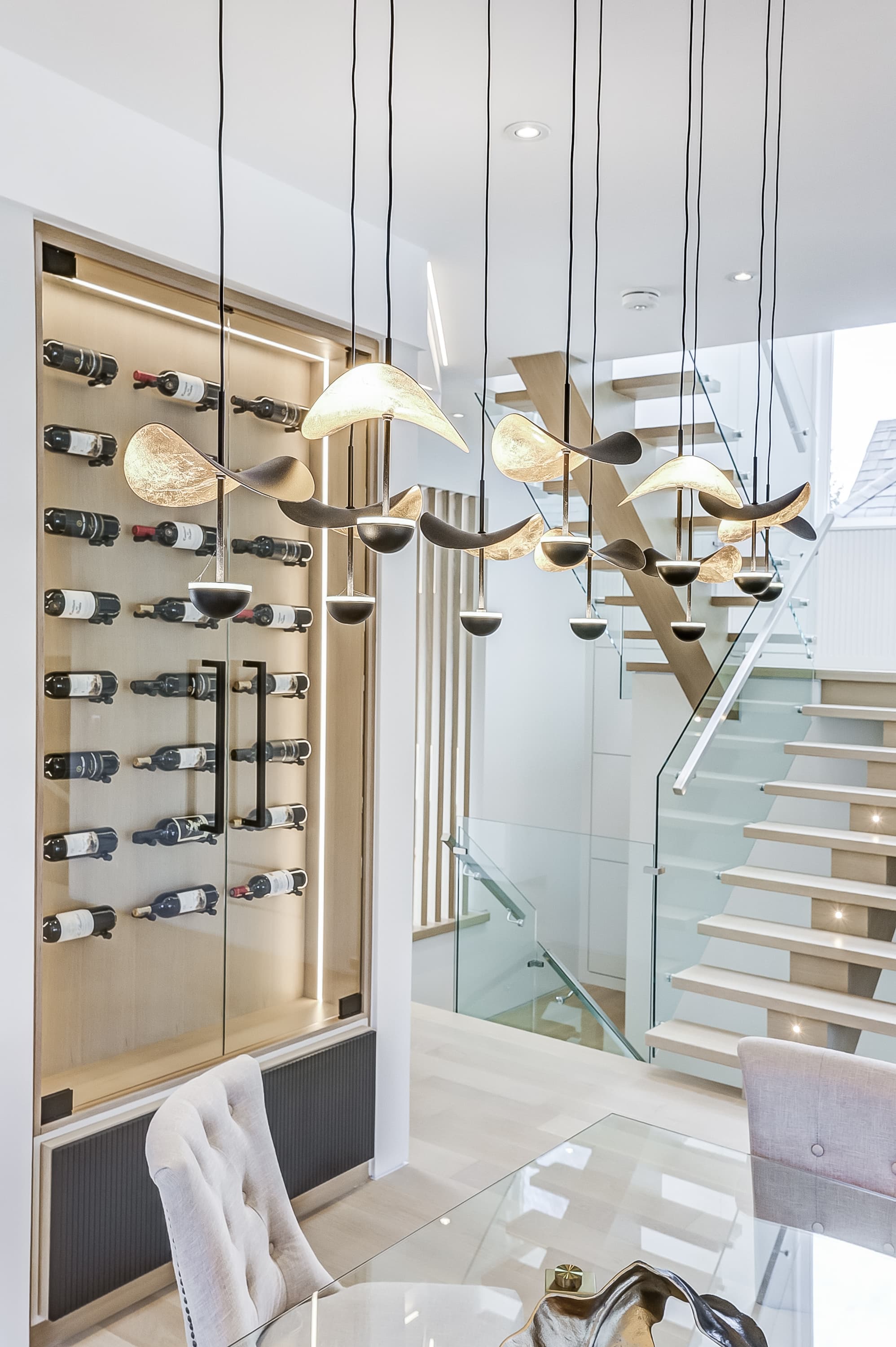 Poyntz Avenue, wine display and chandelier detail